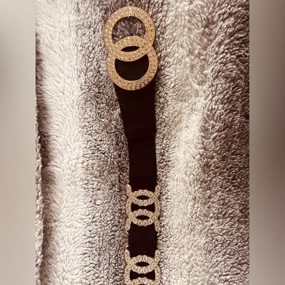 BLACK Elastic & Rhinestone Beautiful Fashionable Belt - Picture 7 of 16